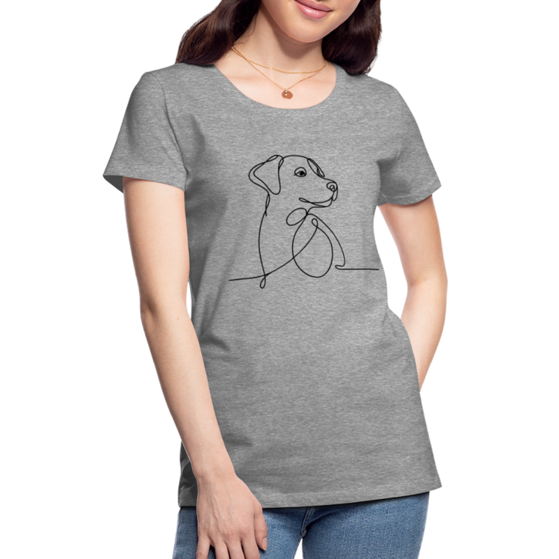 Premium T-Shirt Dog Lineart - Grau meliert