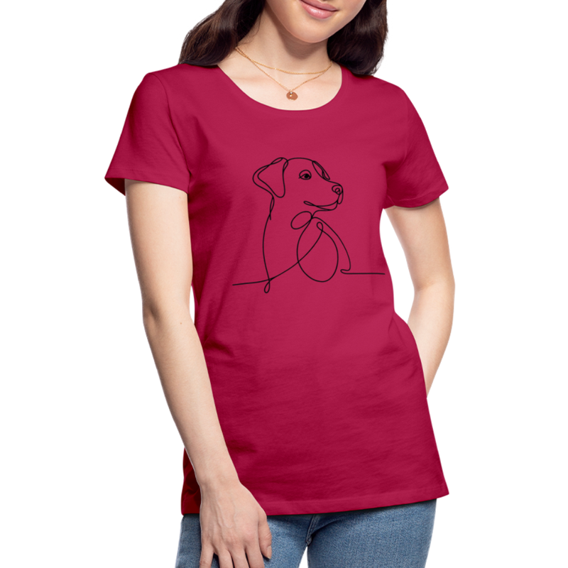 Premium T-Shirt Dog Lineart - dunkles Pink