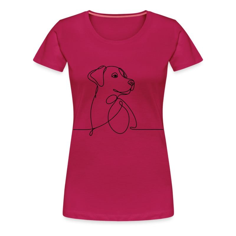 Premium T-Shirt Dog Lineart - dunkles Pink