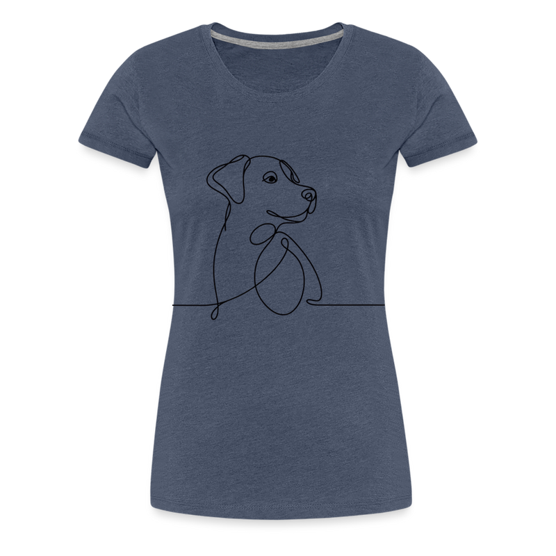 Premium T-Shirt Dog Lineart - Blau meliert