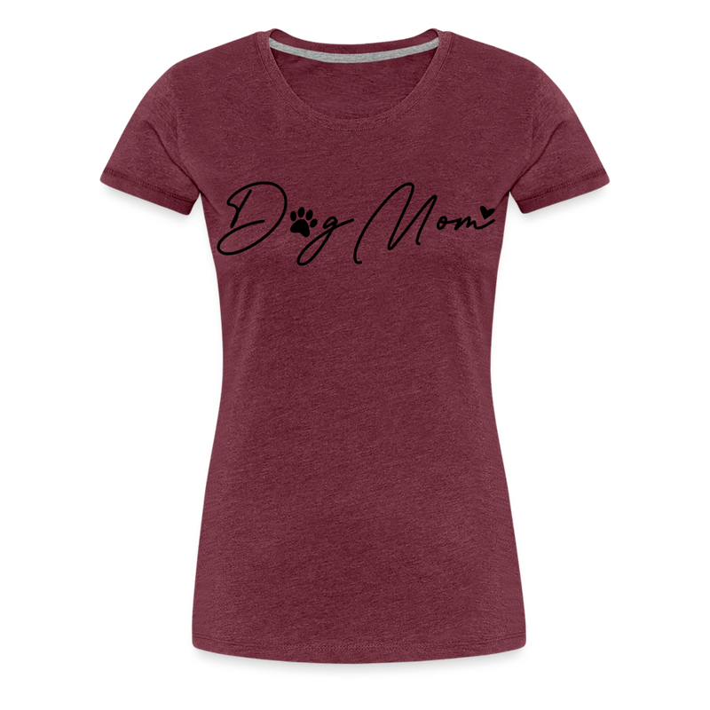 Premium T-Shirt Dog Mom Love - Bordeauxrot meliert