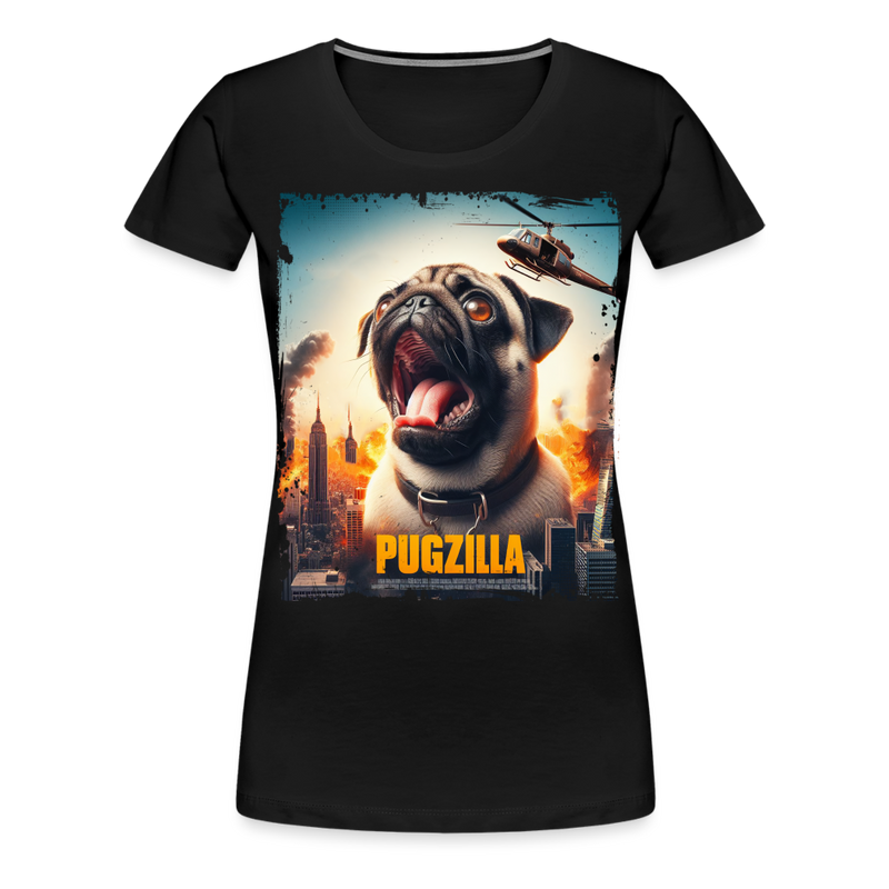 Premium T-Shirt Pugzilla Mops - Schwarz