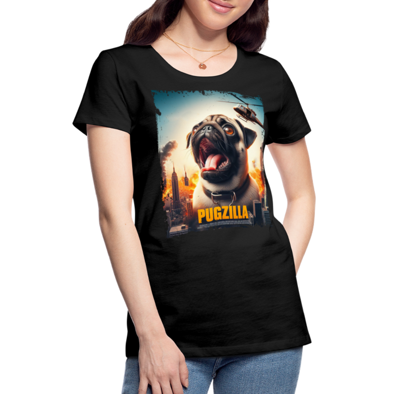 Premium T-Shirt Pugzilla Mops - Schwarz