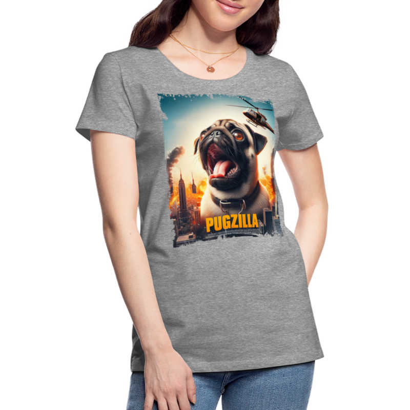 Premium T-Shirt Pugzilla Mops - Grau meliert