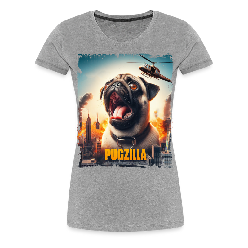 Premium T-Shirt Pugzilla Mops - Grau meliert