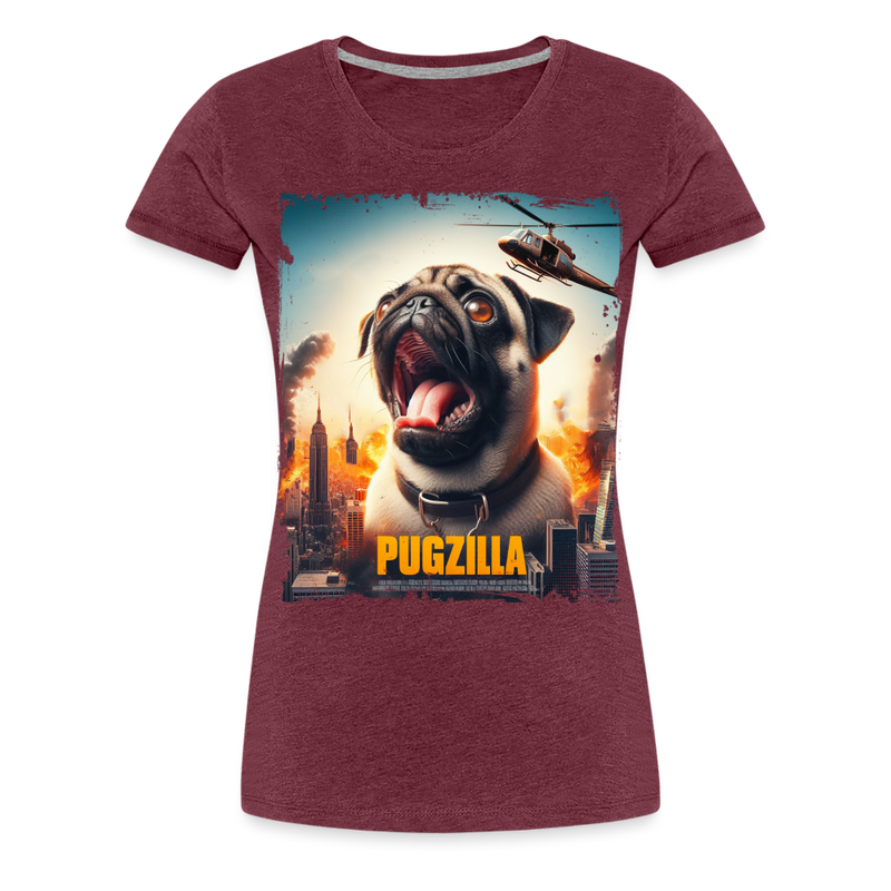 Premium T-Shirt Pugzilla Mops - Bordeauxrot meliert