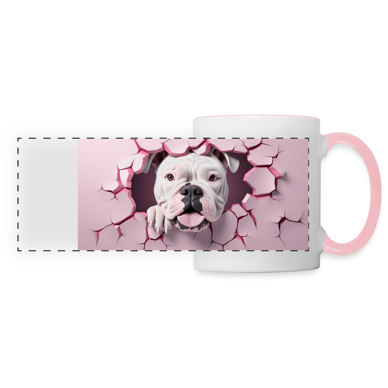 Panoramatasse Bulldogge - Weiß/Pink