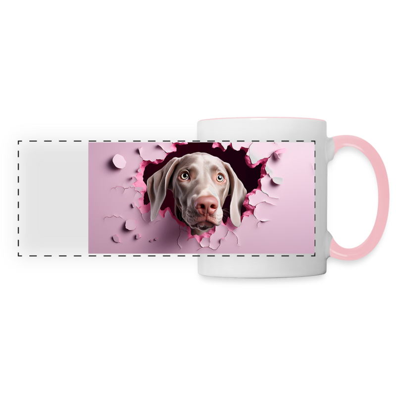 Panoramatasse Weimaraner Jagdhund - Weiß/Pink