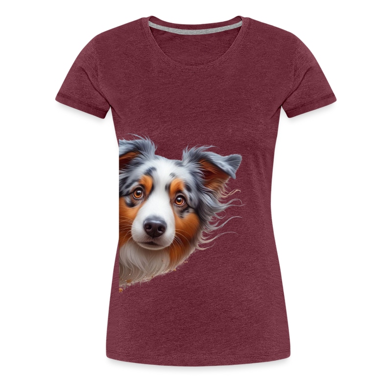 Premium T-Shirt Sweet Australian Sheperd - Bordeauxrot meliert