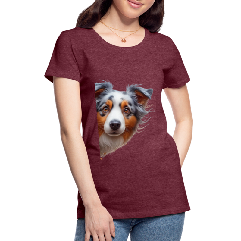 Premium T-Shirt Sweet Australian Sheperd - Bordeauxrot meliert