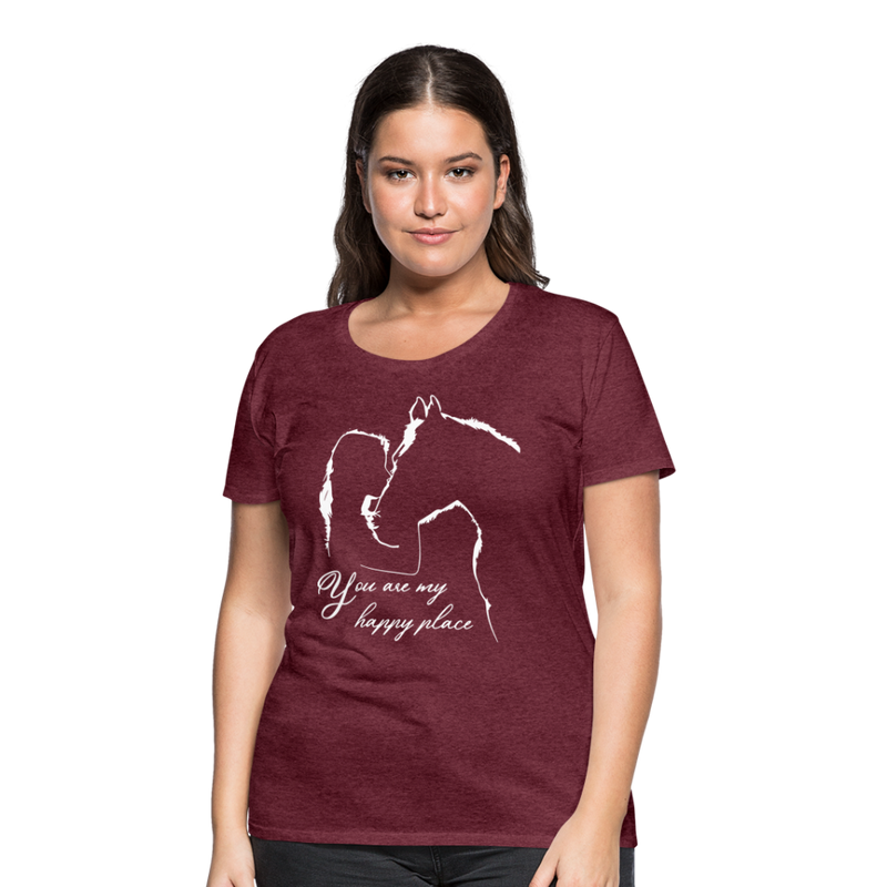 Frauen Premium T-Shirt You are my happy place - Bordeauxrot meliert