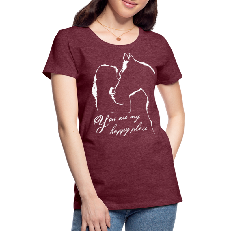 Frauen Premium T-Shirt You are my happy place - Bordeauxrot meliert