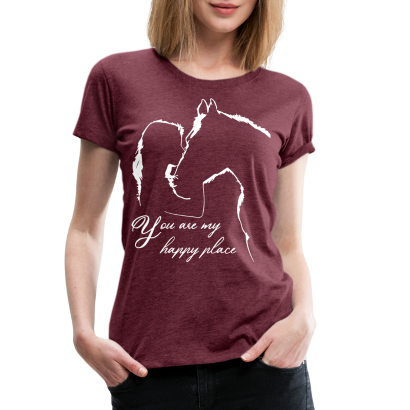 Frauen Premium T-Shirt You are my happy place - Bordeauxrot meliert