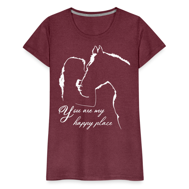 Frauen Premium T-Shirt You are my happy place - Bordeauxrot meliert