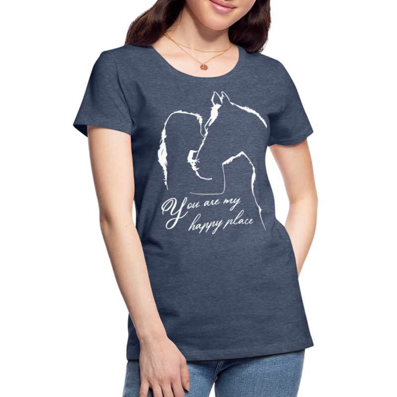 Frauen Premium T-Shirt You are my happy place - Blau meliert