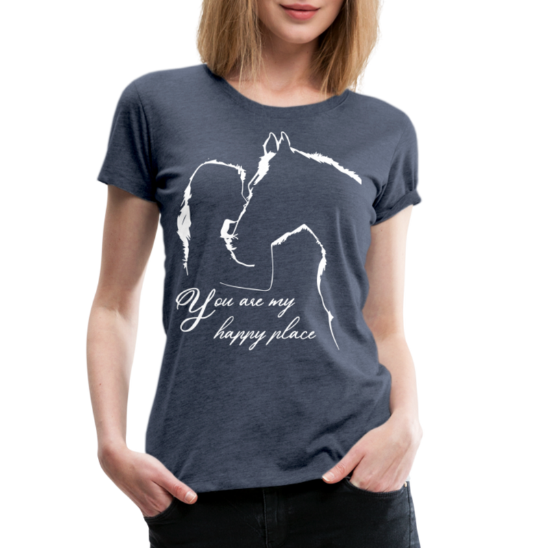 Frauen Premium T-Shirt You are my happy place - Blau meliert