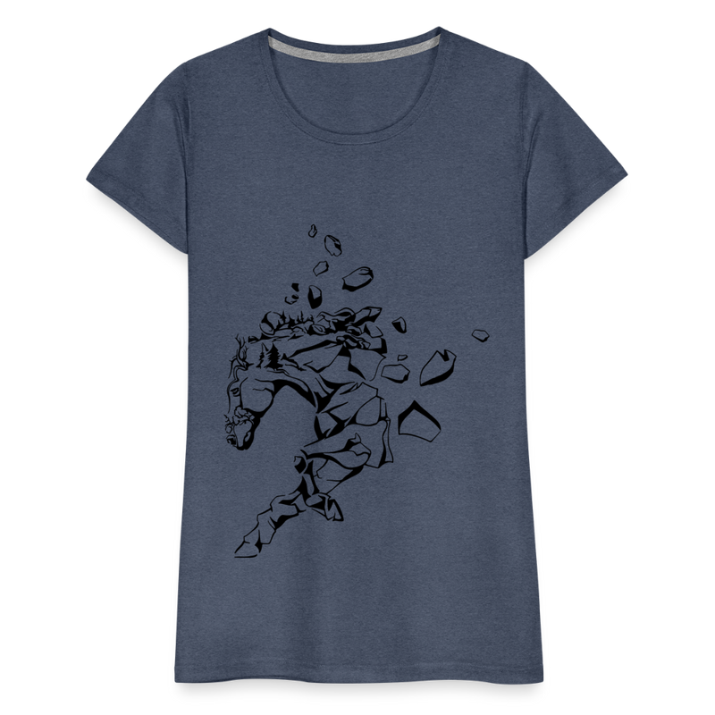 Frauen Premium T-Shirt Mosaik Horse - Blau meliert