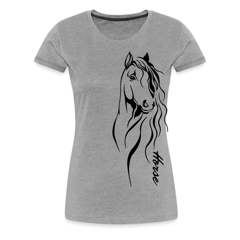 Frauen Premium T-Shirt Horse Lineart - Grau meliert