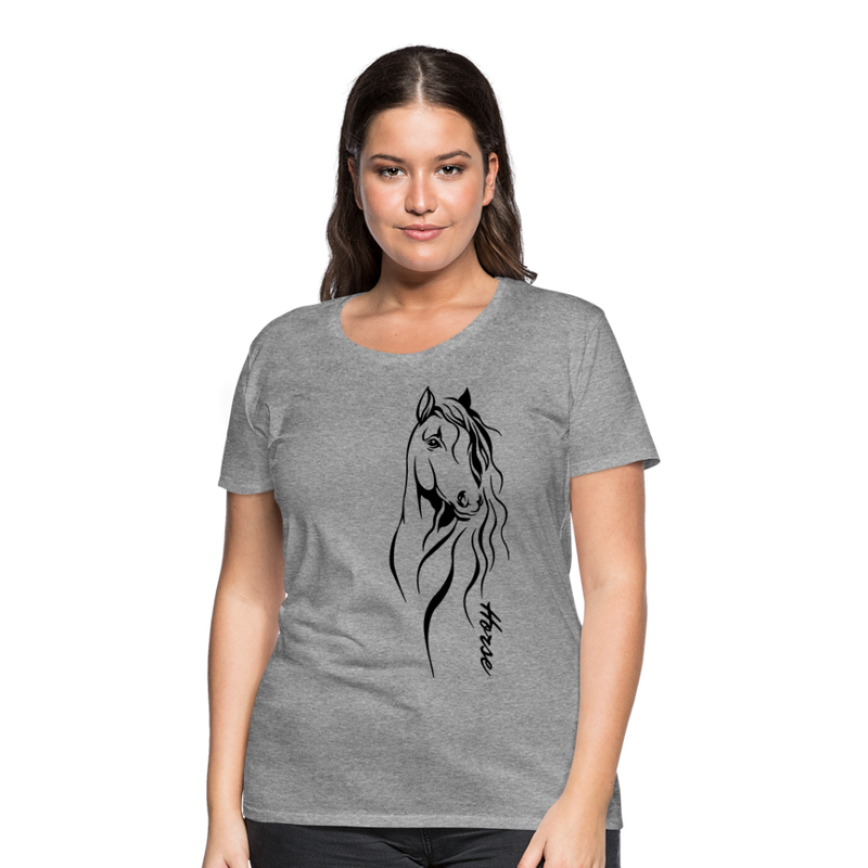 Frauen Premium T-Shirt Horse Lineart - Grau meliert