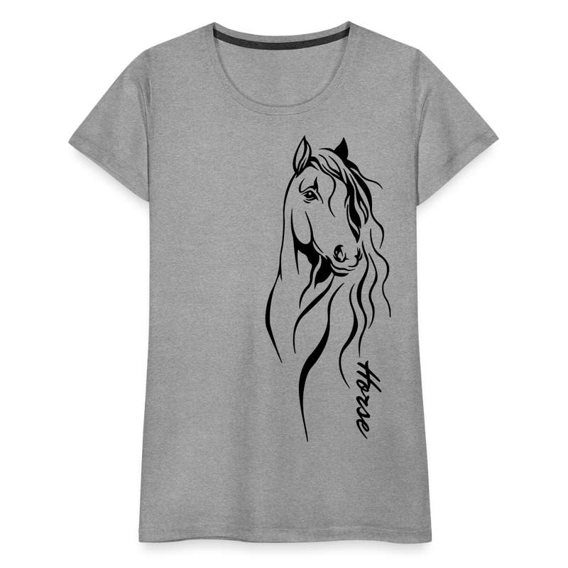 Frauen Premium T-Shirt Horse Lineart - Grau meliert