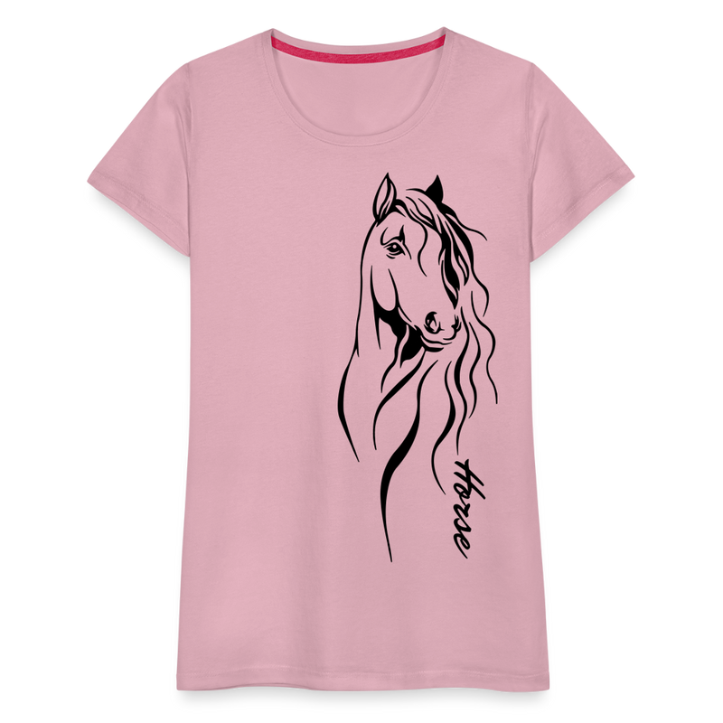 Frauen Premium T-Shirt Horse Lineart - Hellrosa