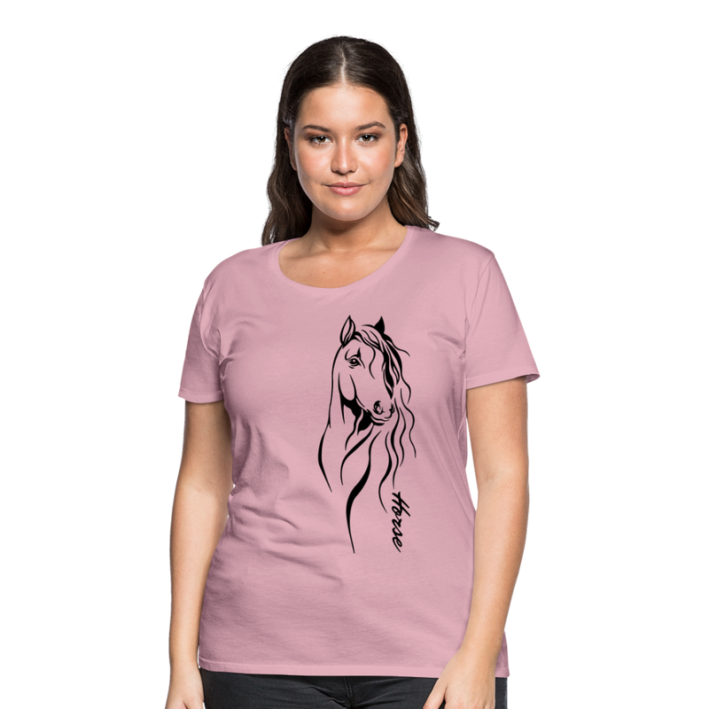 Frauen Premium T-Shirt Horse Lineart - Hellrosa