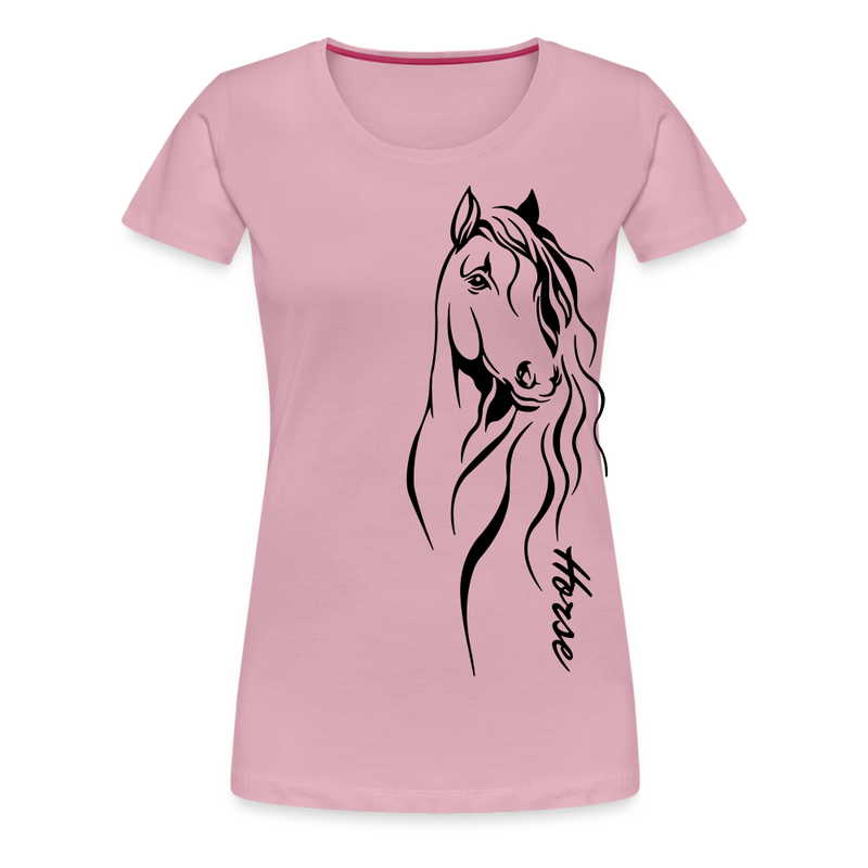 Frauen Premium T-Shirt Horse Lineart - Hellrosa