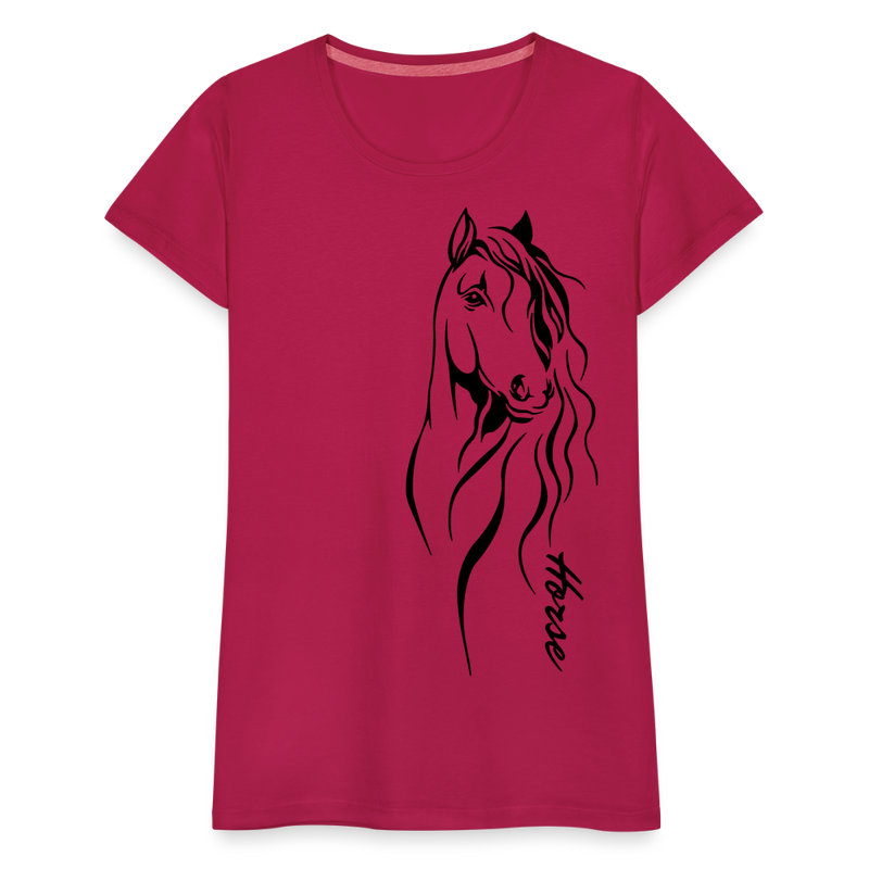 Frauen Premium T-Shirt Horse Lineart - dunkles Pink