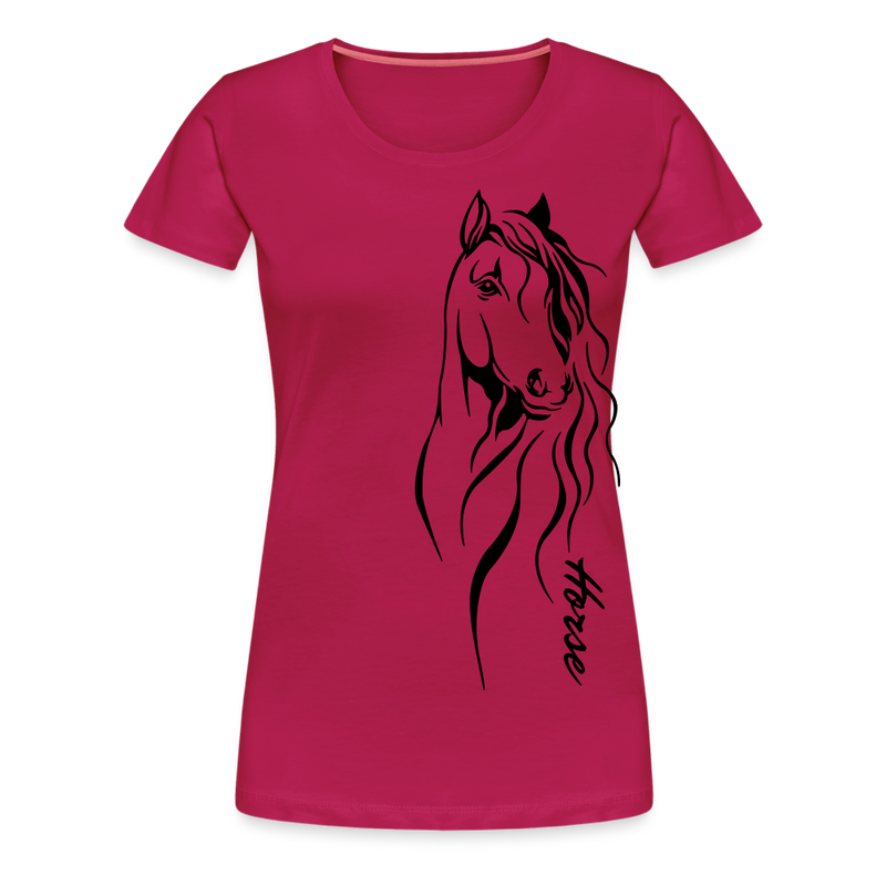 Frauen Premium T-Shirt Horse Lineart - dunkles Pink