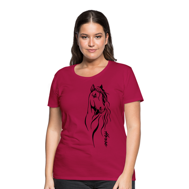 Frauen Premium T-Shirt Horse Lineart - dunkles Pink