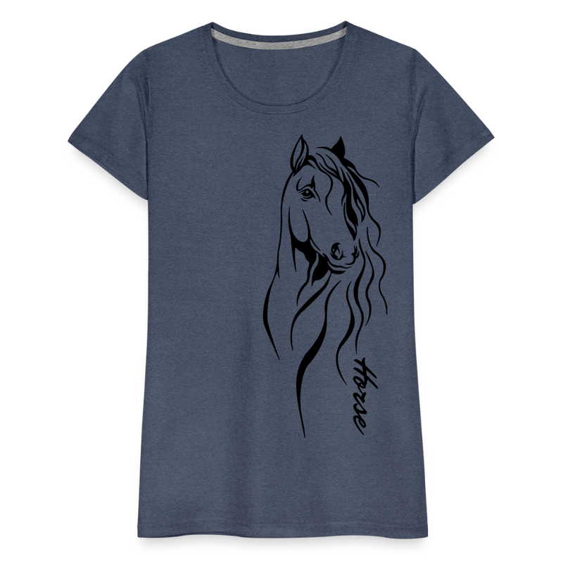 Frauen Premium T-Shirt Horse Lineart - Blau meliert