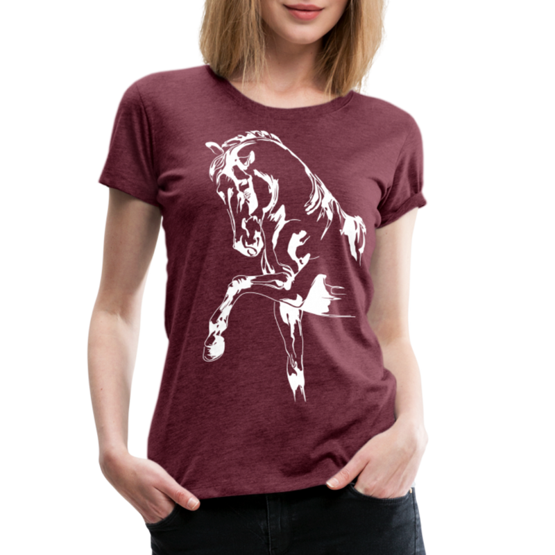 Frauen Premium T-Shirt Dressage - Bordeauxrot meliert