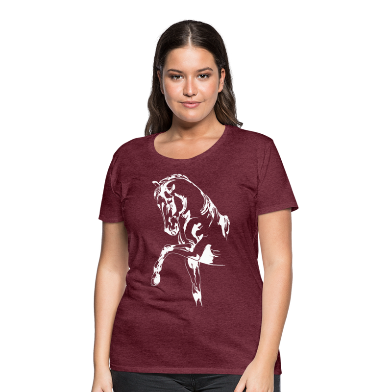 Frauen Premium T-Shirt Dressage - Bordeauxrot meliert