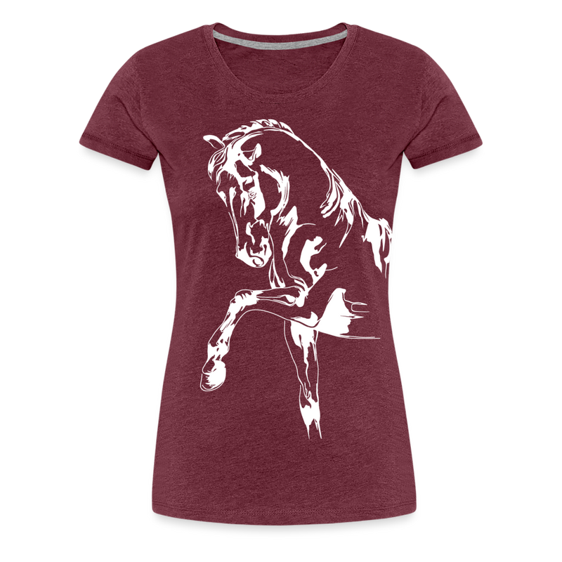 Frauen Premium T-Shirt Dressage - Bordeauxrot meliert