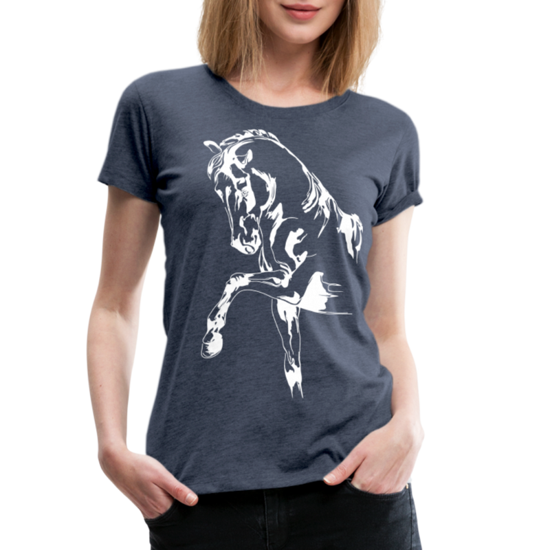 Frauen Premium T-Shirt Dressage - Blau meliert