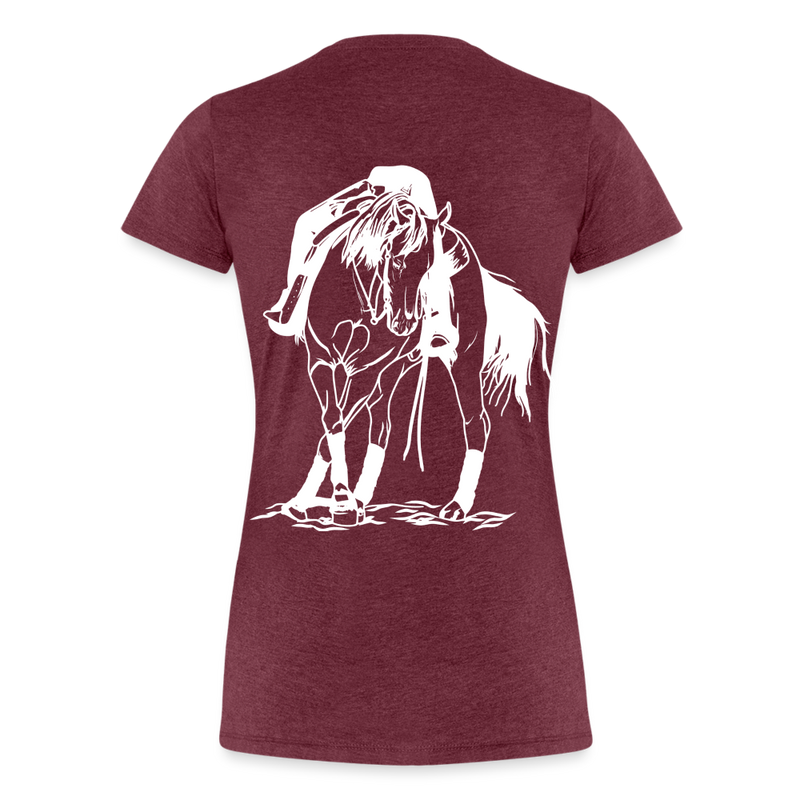 Frauen Premium T-Shirt Western Horse - Bordeauxrot meliert