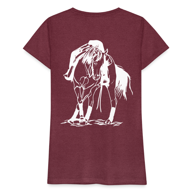 Frauen Premium T-Shirt Western Horse - Bordeauxrot meliert