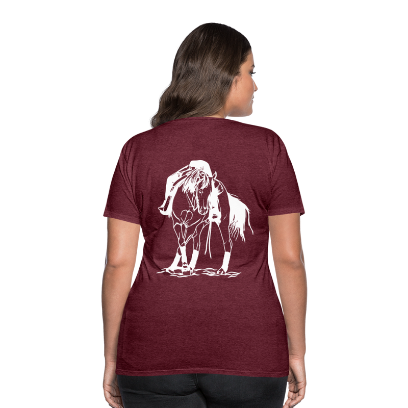 Frauen Premium T-Shirt Western Horse - Bordeauxrot meliert