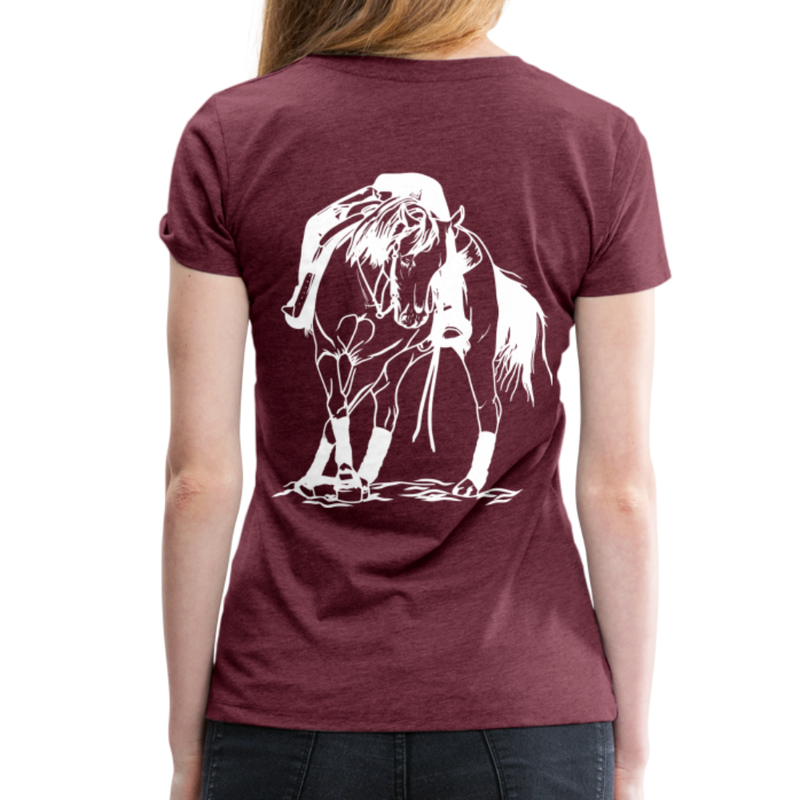 Frauen Premium T-Shirt Western Horse - Bordeauxrot meliert