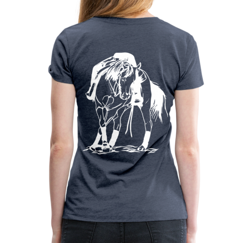 Frauen Premium T-Shirt Western Horse - Blau meliert