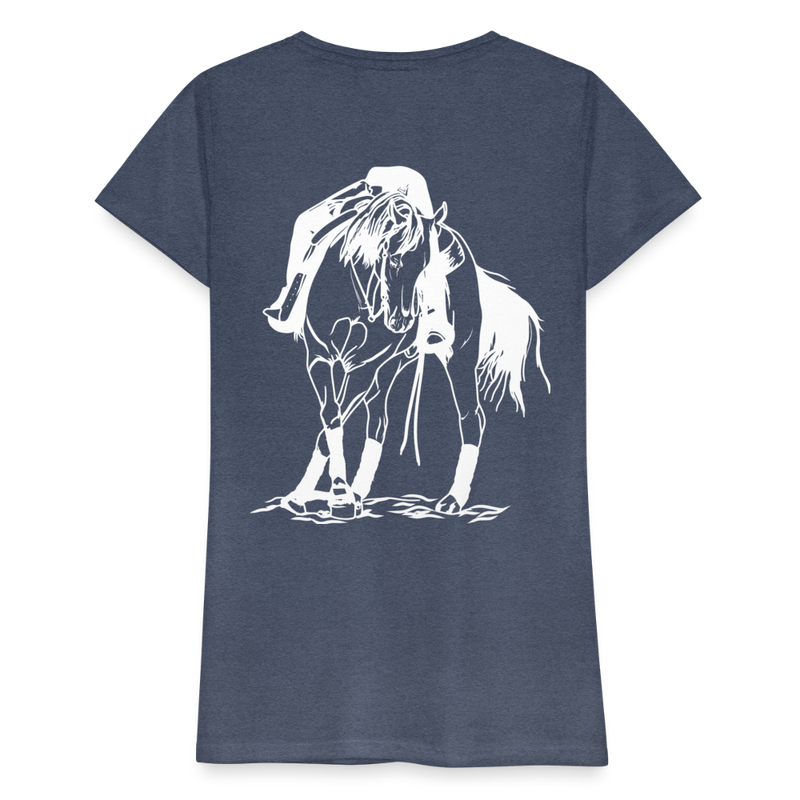 Frauen Premium T-Shirt Western Horse - Blau meliert