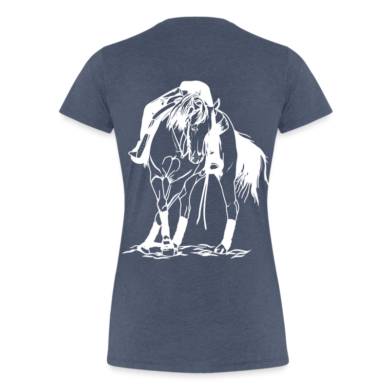 Frauen Premium T-Shirt Western Horse - Blau meliert