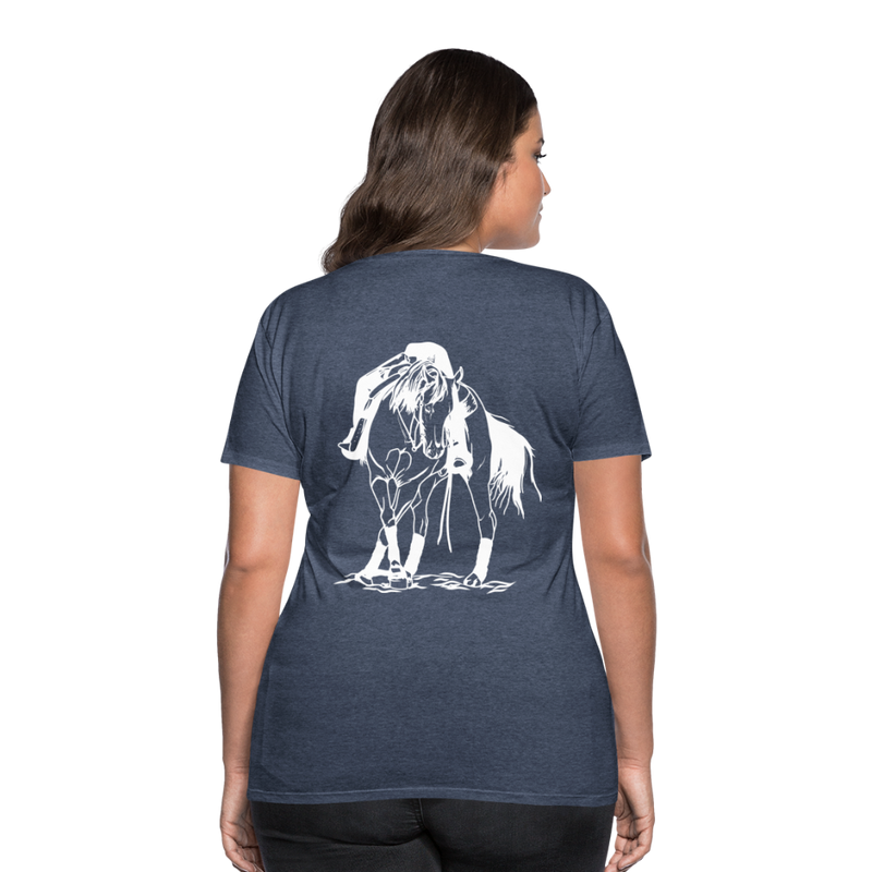 Frauen Premium T-Shirt Western Horse - Blau meliert