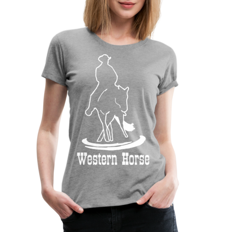 Frauen Premium T-Shirt Western - Grau meliert