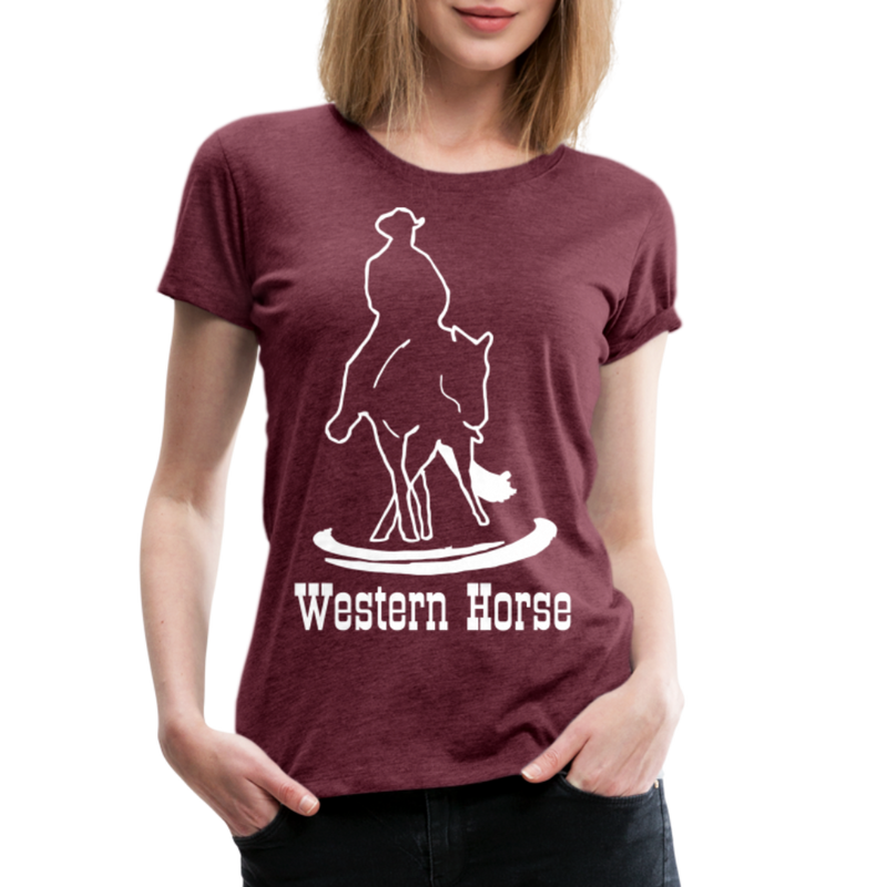 Frauen Premium T-Shirt Western - Bordeauxrot meliert