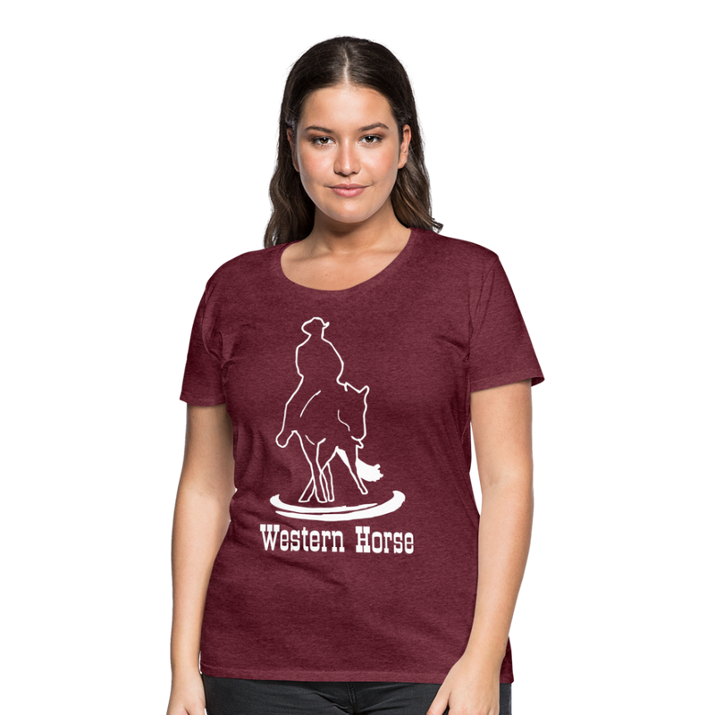 Frauen Premium T-Shirt Western - Bordeauxrot meliert