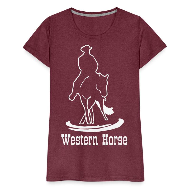 Frauen Premium T-Shirt Western - Bordeauxrot meliert