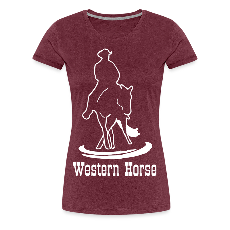 Frauen Premium T-Shirt Western - Bordeauxrot meliert