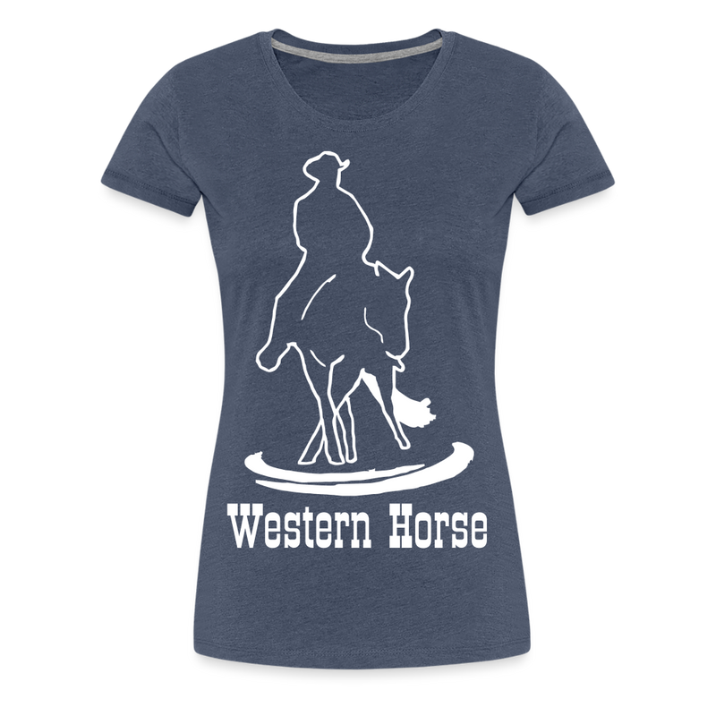 Frauen Premium T-Shirt Western - Blau meliert