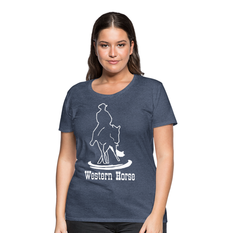 Frauen Premium T-Shirt Western - Blau meliert